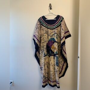 Unique, one of a kind, summer caftan with beautiful purple birds